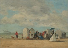 Obraz na szkle - Eugène Boudin, Beach Scene, reprodukcje (70x50 cm)