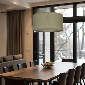Zielona lampa wisząca z tekstylnym kloszem ø 40 cm Shanti – Candellux Lighting