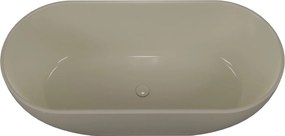 Massi Wanna wolnostojąca owalna z konglomeratu beżowy połysk 160 x 75 cm RONA Beige Glow przelew typu SLIM cienki rant