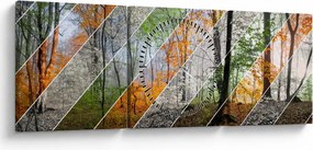 Obraz - Zmieniające się pory roku (z zegarem) (90x30 cm)