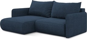 Narożnik lewostronny z funkcją spania - z tkaniny szenilowej - królewski niebieski - NANEA