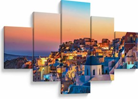 Obraz - Santorini o zmierzchu (125x70 cm)