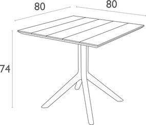 Kwadratowy stół kawiarniany z tworzywa Paris Table 80
