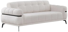 Kanapa 3-osobowa z teksturowaną tapicerką w kolorze kości słoniowej - BELDOJA