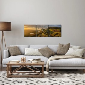 Obraz pasma górskiego (z zegarem) (90x30 cm)