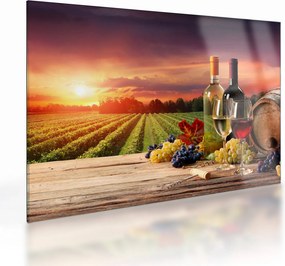 Obraz na szkle - winnica z winem (70x50 cm)