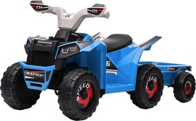 HOMCOM Quad elektryczny dla dzieci 6V Niebieski samochód z metalową przyczepką Bezpieczna zabawa | Aosom PL
