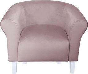 Fotel Milo tkanina Welur wygodny fotel tapicerowany do salonu i sypialni : Kolor nogi - Biała, Kolor tkaniny - VELVET - MG55, Wysokość nogi - 15 cm