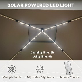 Outsunny Pawilon ogrodowy Z regulacją wysokości Z oświetleniem LED na energię słoneczną Składany 336 x 336 x 270 cm można zdalnie sterować | Aosom PL
