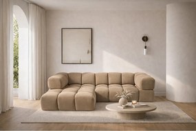 Narożnik w kształcie L Averro, tkanina Bluvel, Latte, Lewy