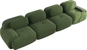 Sofa 4-osobowa z podłokietnikami i tapicerowanym oparciem, zielony sztruks - idealna do salonu