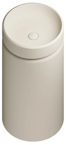 Umywalka z konglomeratu wolnostojąca okrągła beżowa matowa 85 x 40 cm RONA Beige Matt : Podłączenie syfonu - Do ściany