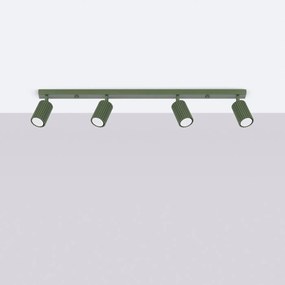 Listwa oświetleniowa 4-punktowa KARBON 4L zielona oliwkowa ryflowana SOLLUX  LIGHTING