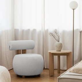 Biały designerski fotel HANNA, dąb