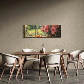 Obraz - Kot na oknie (z zegarem) (90x30 cm)