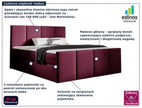 Bordowe łóżko tapicerowane z zagłówkiem 5 rozmiarów G4-K44