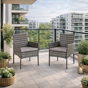 Krzesła ogrodowe Selto zestaw 2 szt. technorattan, szare, z poduszkami