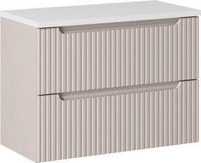 Szafka umywalkowa 2 szuflady Nova 80 cm z blatem, kaszmir/biały mat