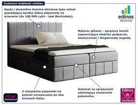 Szare łóżko kontynentalne z pojemnikiem 5 rozmiarów Z1-N17