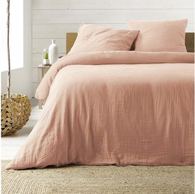 Komplet pościeli z gazy bawełnianej "Angelia" różowa 240x220cm