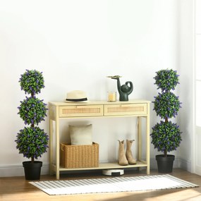 HOMCOM Zestaw 2 Sztucznych Roślin, UV-Odporna Sztuczna Roślina w Donicy, 110 cm Roślina Pokojowa do Salonu, Ogrodu