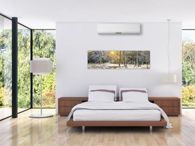 Obraz - Domek w lesie, obraz olejny (170x50 cm)