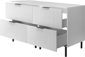 Szafka pod umywalkę, Biały + czarny uchwyt, 120 x 77 x 46 cm, nogi czarne, bez blatu