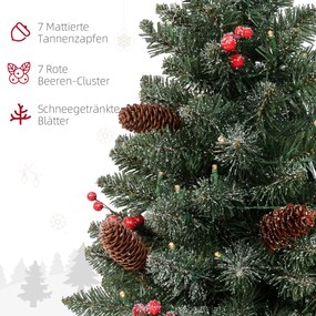 HOMCOM Sztuczna choinka, 86 gałązek, 50 ciepłobiałych LED, szronione końcówki, ognioodporna, 0,6 m | Aosom PL