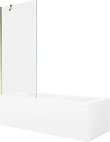 Mexen Cubik wanna prostokątna 160 x 70 cm z obudową i parawanem 1-skrzydłowym 80 cm, transparent, złoty - 550316070X9508000050