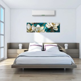 Obraz - Witraż z magnolią (170x50 cm)