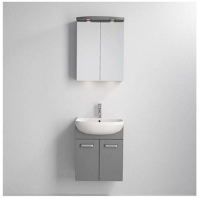 Szafka łazienkowa Vang z umywalką + podświetlana szafka lustrzana LED 230V IP44, szara