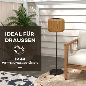 Outsunny Lampa solarna LED do ogrodu z rattanu Wodoodporna z panelem słonecznym i czujnikiem światła Stalowa żółta | Aosom PL