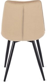 Zestaw Stół Prostokątny Rozkładany CLARK 120-160 cm Dąb Artisan/Czarny i 4 Krzesła Tapicerowane do Jadalni RIO Beżowe Welurowe