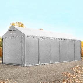 TOOLPORT 4x12m Namiot magazynowy - 2,6 m wysokość ścian bocznych, PVC 800, szary, bez statyki - (49864)