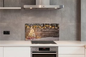 Szklany Panel Ośnieżona Choinka i Dekoracje