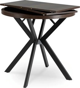 Stół Okrągły Rozkładany DORIAN 80-160 cm Orzech/Czarny Nowoczesny Loft