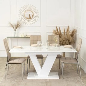 Krzesło Tapicerowane do Jadalni MOLLY Beżowe Welurowe Nowoczesne