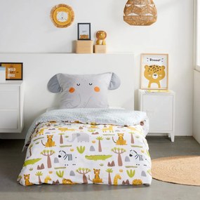 Pościel dziecięca 140x200 cm LAZY MORNING, bawełniana, poszewka z uszkami