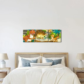 Obraz - Dinozaury (z zegarem) (90x30 cm)