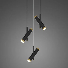 Czarna lampa wisząca z trzema wąskimi kloszami Lunette 3