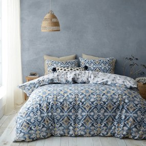 Niebieska/kremowa pościel jednoosobowa 135x200 cm Inara Ikat – Pineapple Elephant