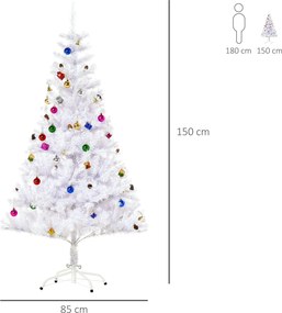 Choinka sztuczna biała 150 cm ze stojakiem HOMCOM | Aosom PL