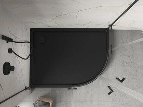 Mexen Flow+ brodzik półokrągły asymetryczny lewy 100 x 90 cm, czarny mat - 46Q709010LH