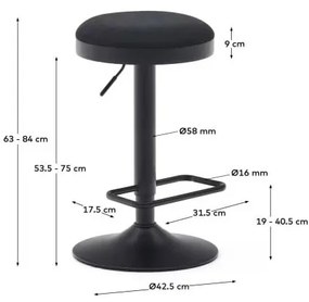 Czarne hokery zestaw 2 szt. 58 cm Zaib – Kave Home