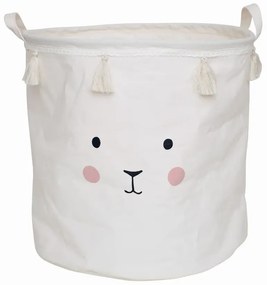 Biały okrągły kosz na zabawki z uchwytami M6-E25