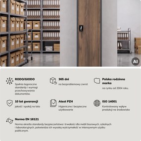 Szafa biurowa metalowa na akta antracytowa/orzech, 450x1850x400 mm: ALEX Eco Design