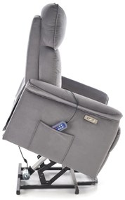 Fotel wypoczynkowy elektryczny pionizacja masaż rozkładany popiel SEMIR 2
