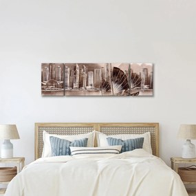 Obraz - Victoria Harbor, Hongkong, efekt sepii (170x50 cm)