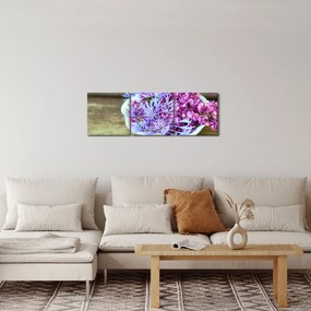 Obraz - fioletowa roślina (z zegarem) (90x30 cm)