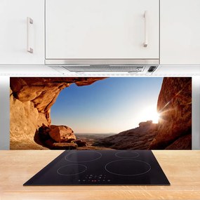 Szkło Ozdobne do Kuchni Słoneczne Skały Nad Horyzontem